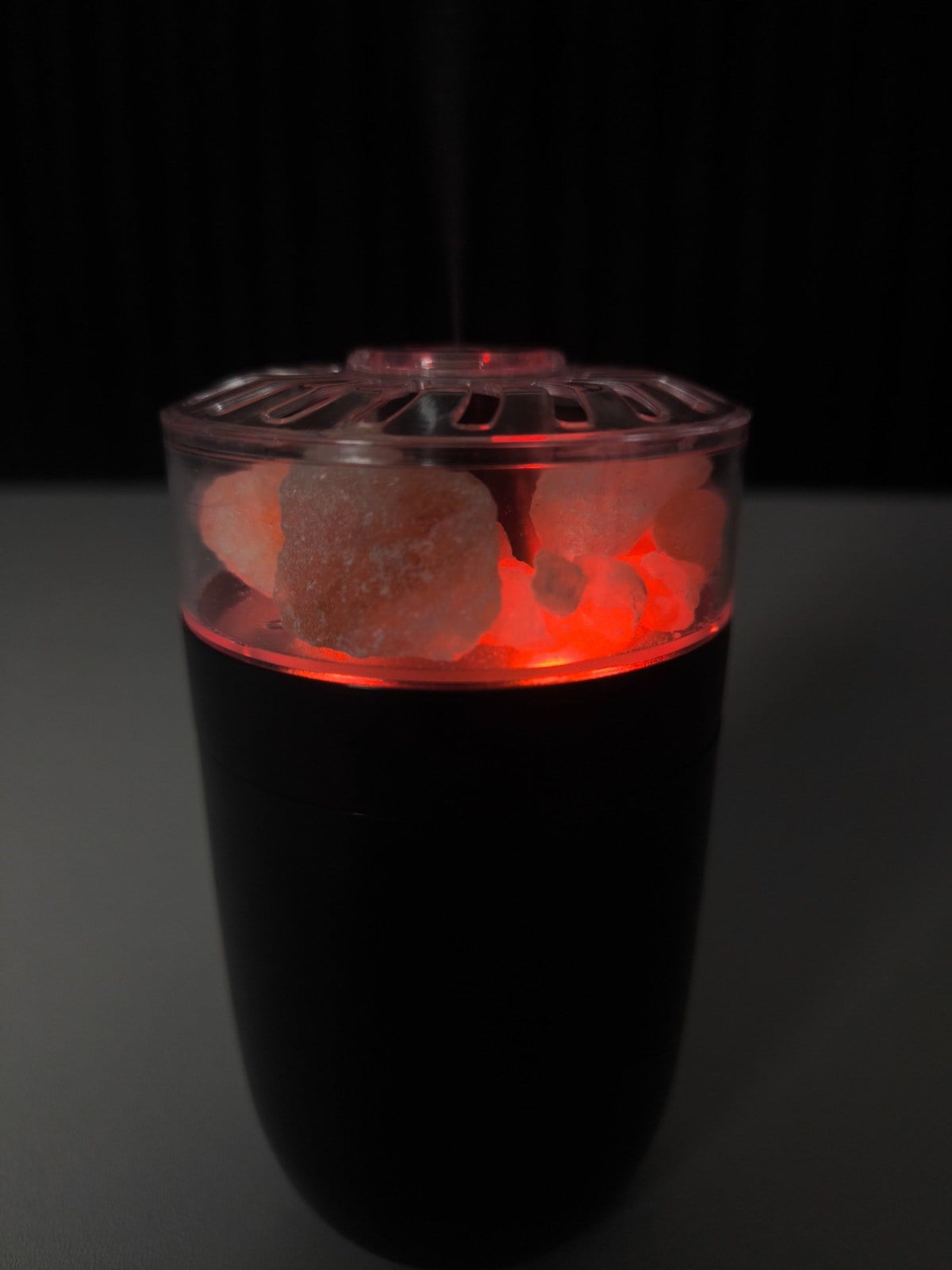 TELKUR WT-007 Crystal Salt: Kristal Tuz Lambalı, 1200 mah Bataryalı, Kablosuz Renkli Işıklı Hava Nemlendirici Siyah