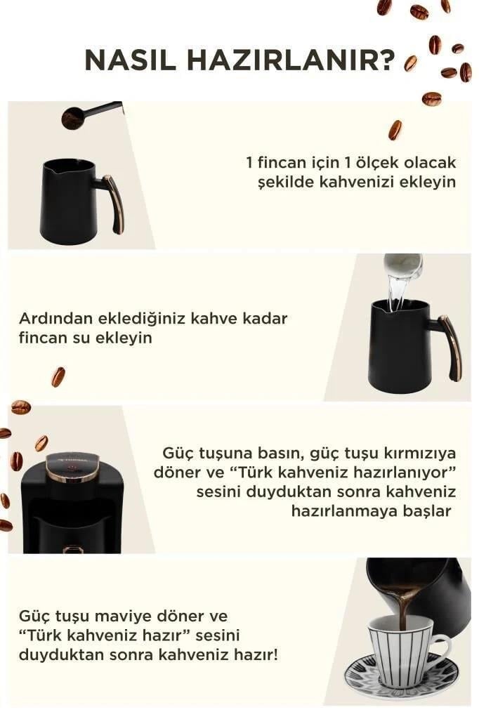 Torima 202 Double Sesli Komut Türk Kahvesi Makinesi 250ml+250ml 8 Fincan Kapasiteli