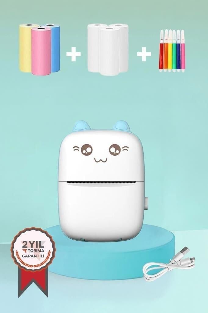 Torima C9 Mini Yazıcı Mini Taşınabilir Termal Yazıcı Kablosuz Bağlantı Ap Kontrol Mavi
