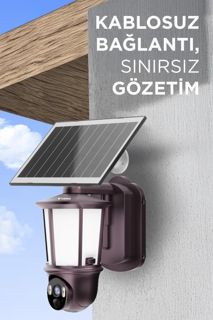 Torima CMR29 Şarjlı Duvar Lambası Görünümlü Gizli Dış Mekan Kamerası Akıllı IP Güneş Enerjili Kamera