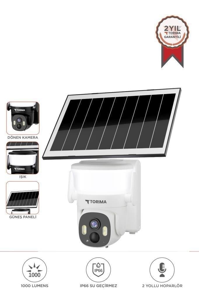 Torima CMR30 Beyaz Şarjlı Duvar Lambası Görünümlü Dış Mekan Kamerası Akıllı IP Güneş Enerjili Kamera Beyaz