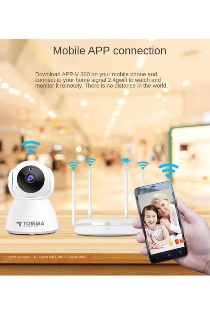 Torima CMR8 Güvenlik Kamerası 360 Derece Dönebilen Full Hd Smart Ip Kamera Beyaz