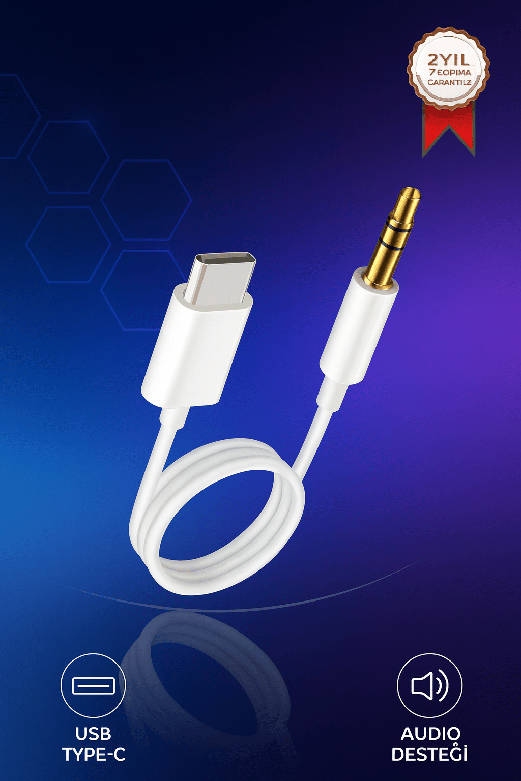 Torima JH-035 Type-C To 3.5 mm Aux Dönüştürücü Kablo