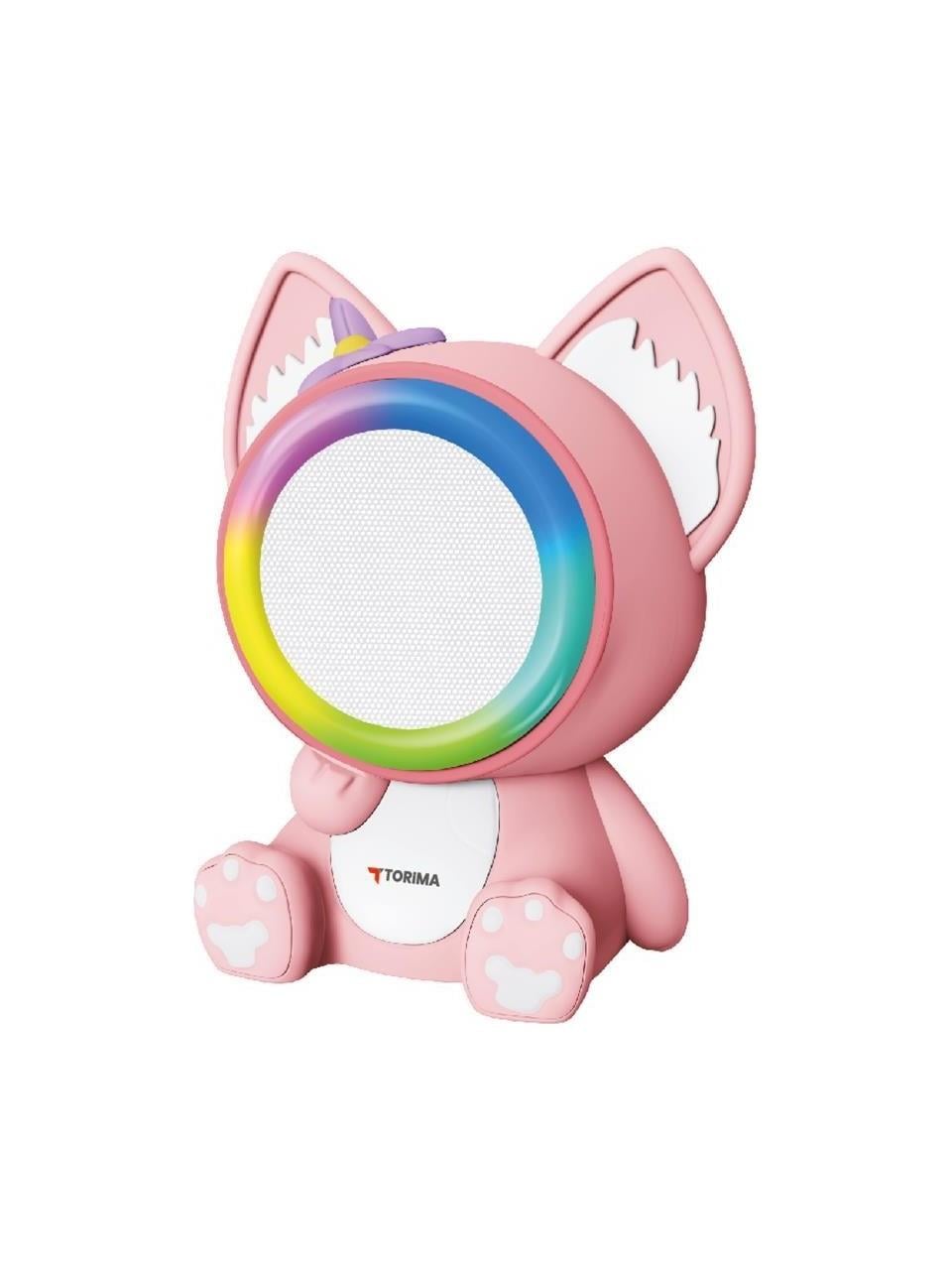 Torima KIDMIC-04 Bluetooth Hoparlör Rgb Işıklı Mikrofonlu Karaoke Sevimli Kedi Figürlü Speaker Pembe