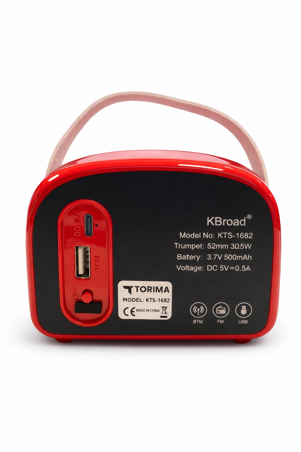 Torima KTS-1682 Retro Bluetooth Hoparlör FM Radyo USB Şarjlı Taşınabilir Kırmızı