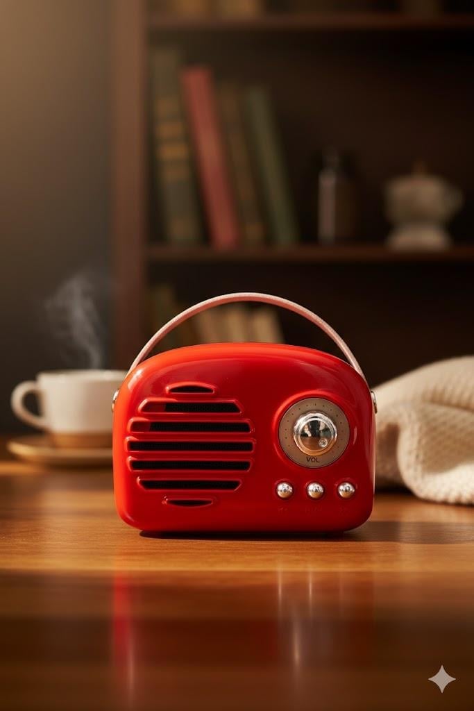 Torima KTS-1682 Retro Bluetooth Hoparlör FM Radyo USB Şarjlı Taşınabilir Kırmızı