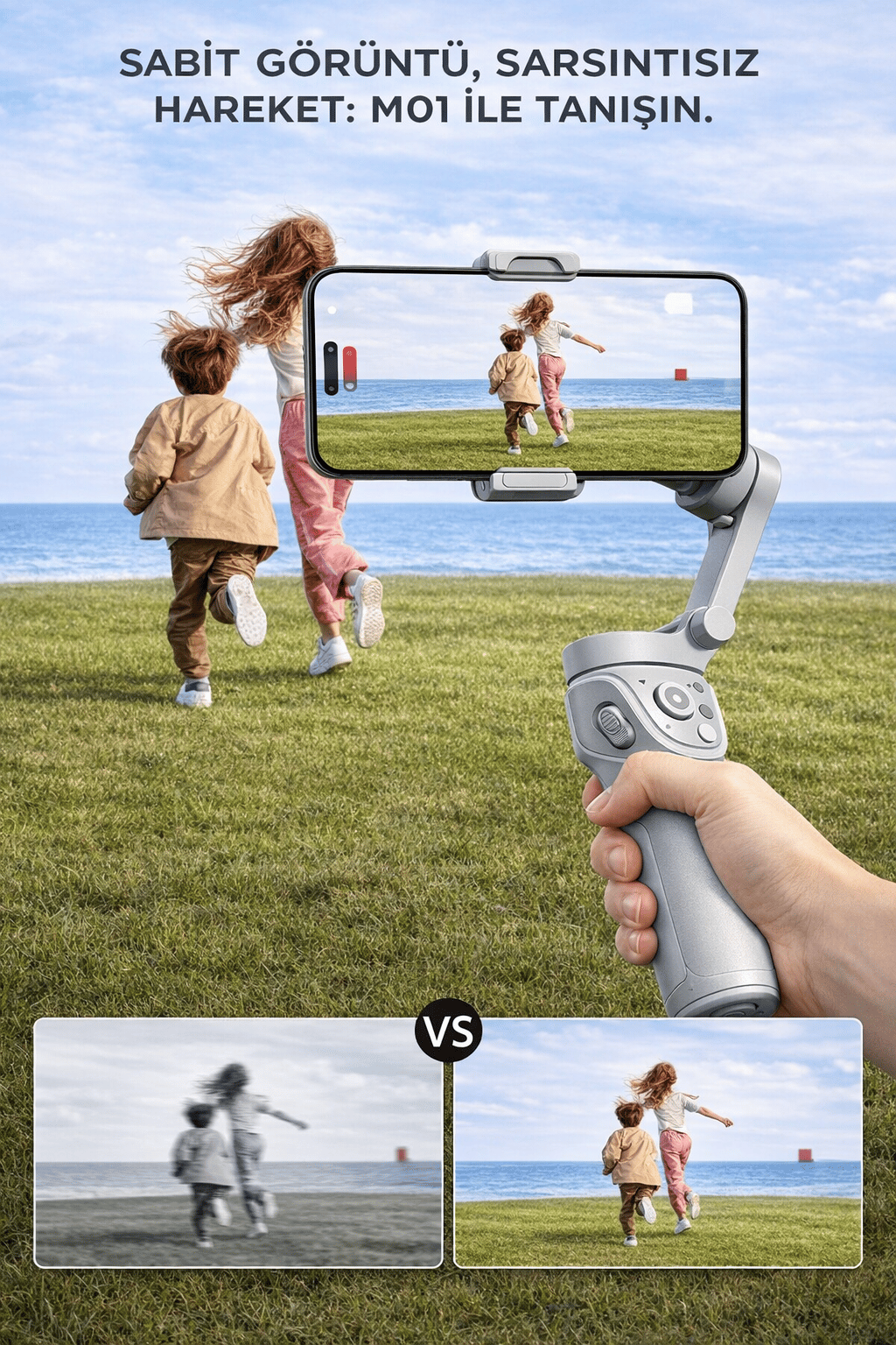 Torima M01 Gri Çok Amaçlı Gimbal Özellikli Tripod Selfie Çubuğu