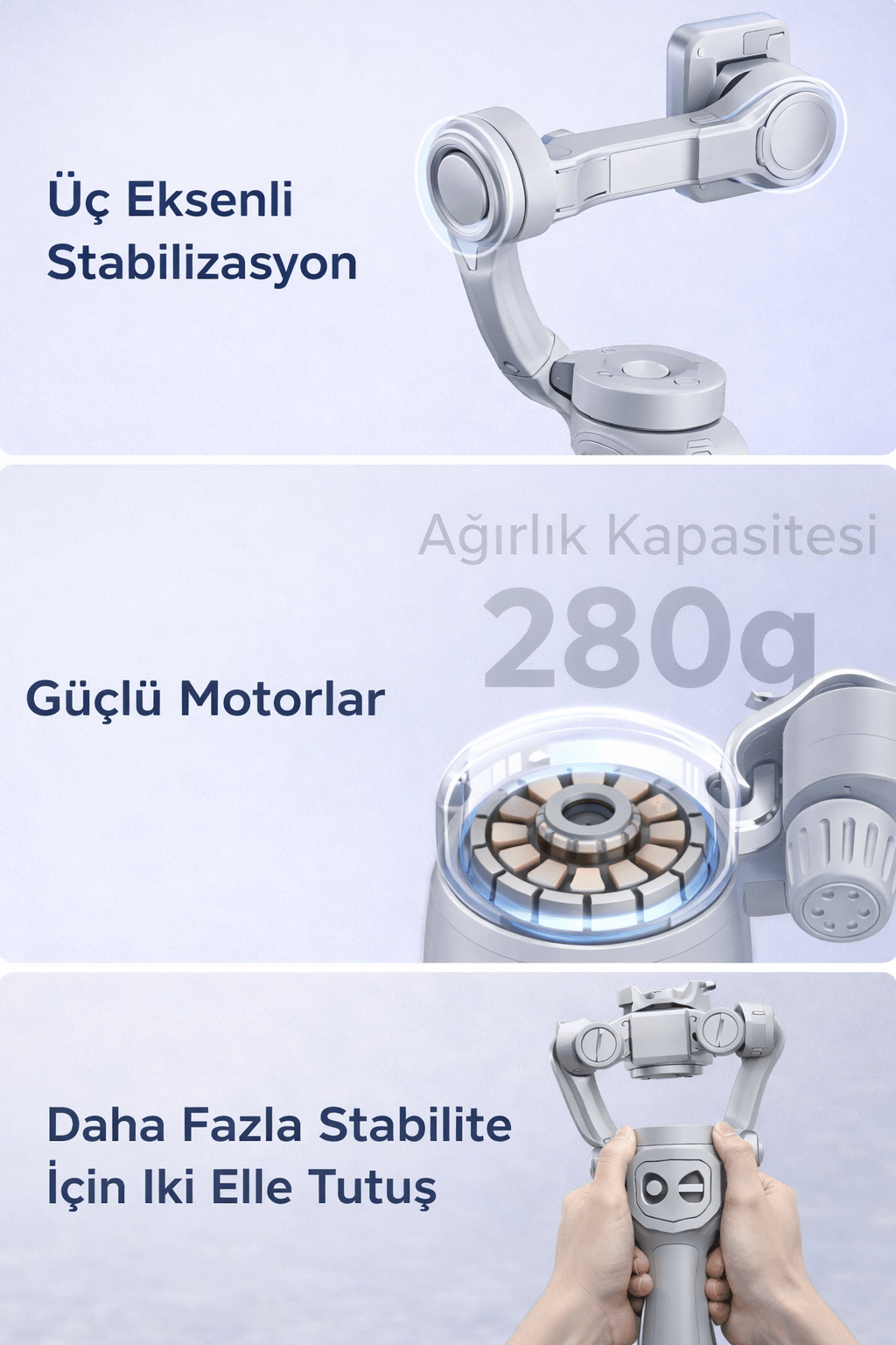 Torima M01 Gri Çok Amaçlı Gimbal Özellikli Tripod Selfie Çubuğu