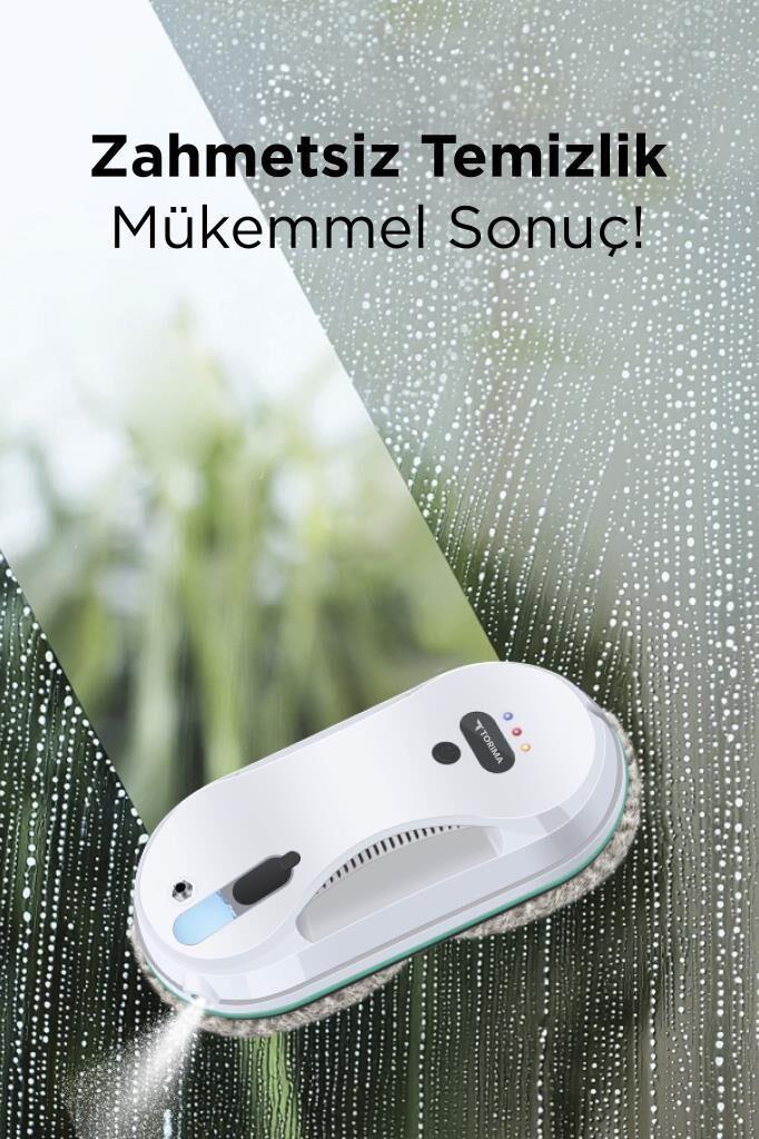 Torima S9 Beyaz Su Püskürtmeli Uzaktan Kumandalı Cam Pencere Temizleme Robotu