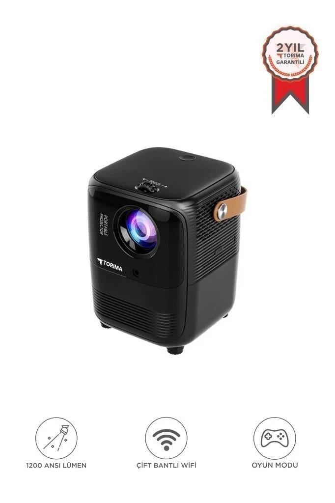 Torima T11 Siyah Projektör Ev Sineması Bluetooth Akıllı Android Tv 1080p Hoparlör Smart Projeksiyon