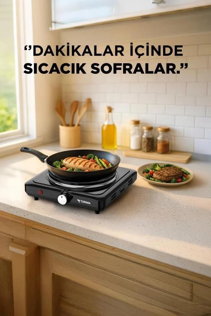Torima TEH-01 Siyah Termostatlı Ayarlanabilir Tekli Elektrikli Ocak