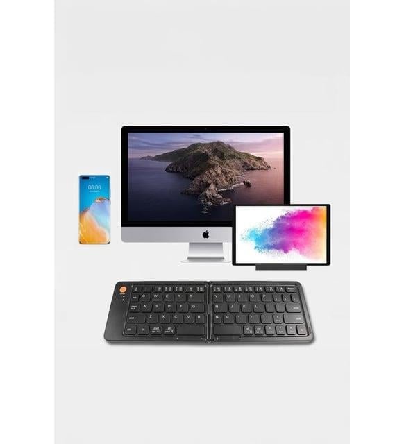Torima TK-08 Siyah Kablosuz Katlanabilir Şarjlı Taşınabilir Mini Bluetooth Klavye