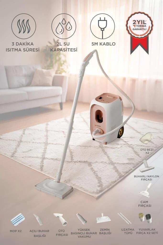 Torima TSC-02 Çok Fonksiyonlu 2000W Buharlı Temizleyici - Buharlı Temizlik Makinesi
