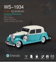WS-1934 Nostaljik Araba Görünümlü Bluetooth,Hafıza Kartı,Usb Bellek,Aux Ve Radyo Destekli Hoparlör (TURKUAZ)