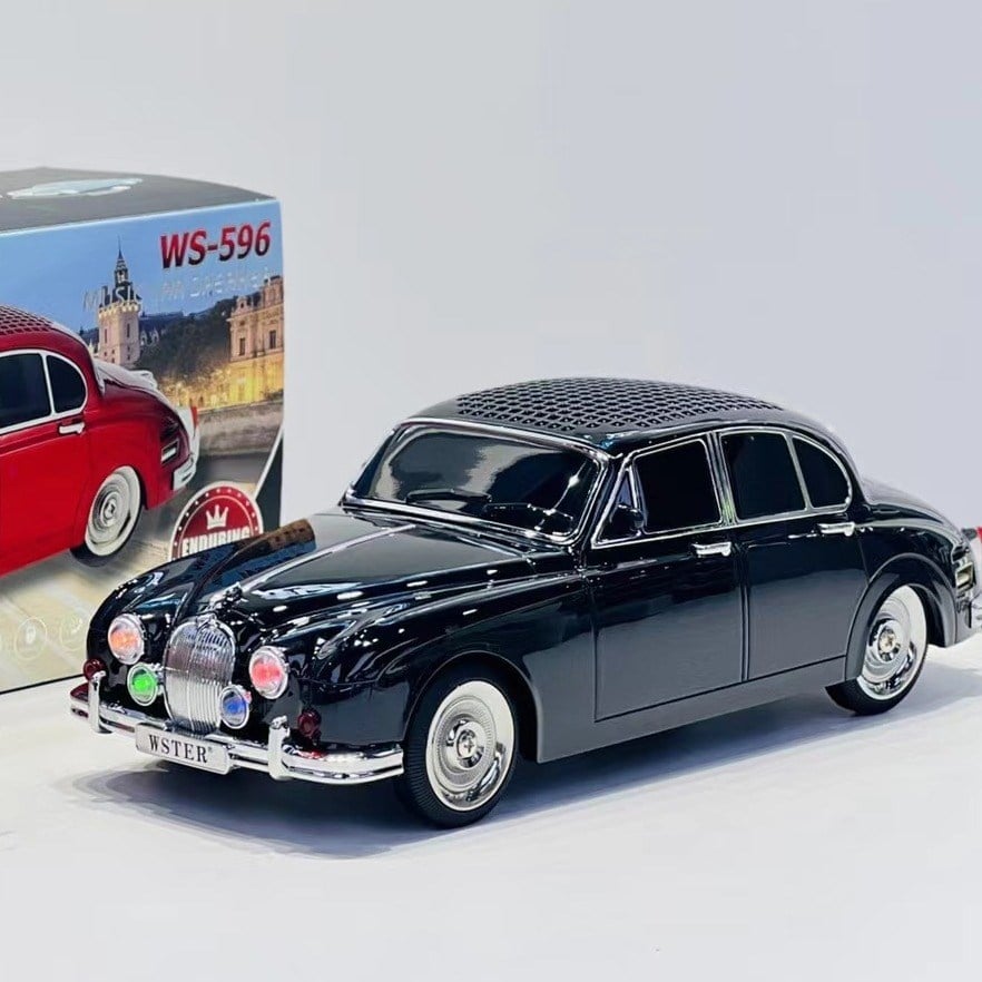 WS-596 Nostaljik Araba Görünümlü Bluetooth,Hafıza Kartı,Usb Bellek,Aux Ve Radyo Destekli Hoparlör (SİYAH)