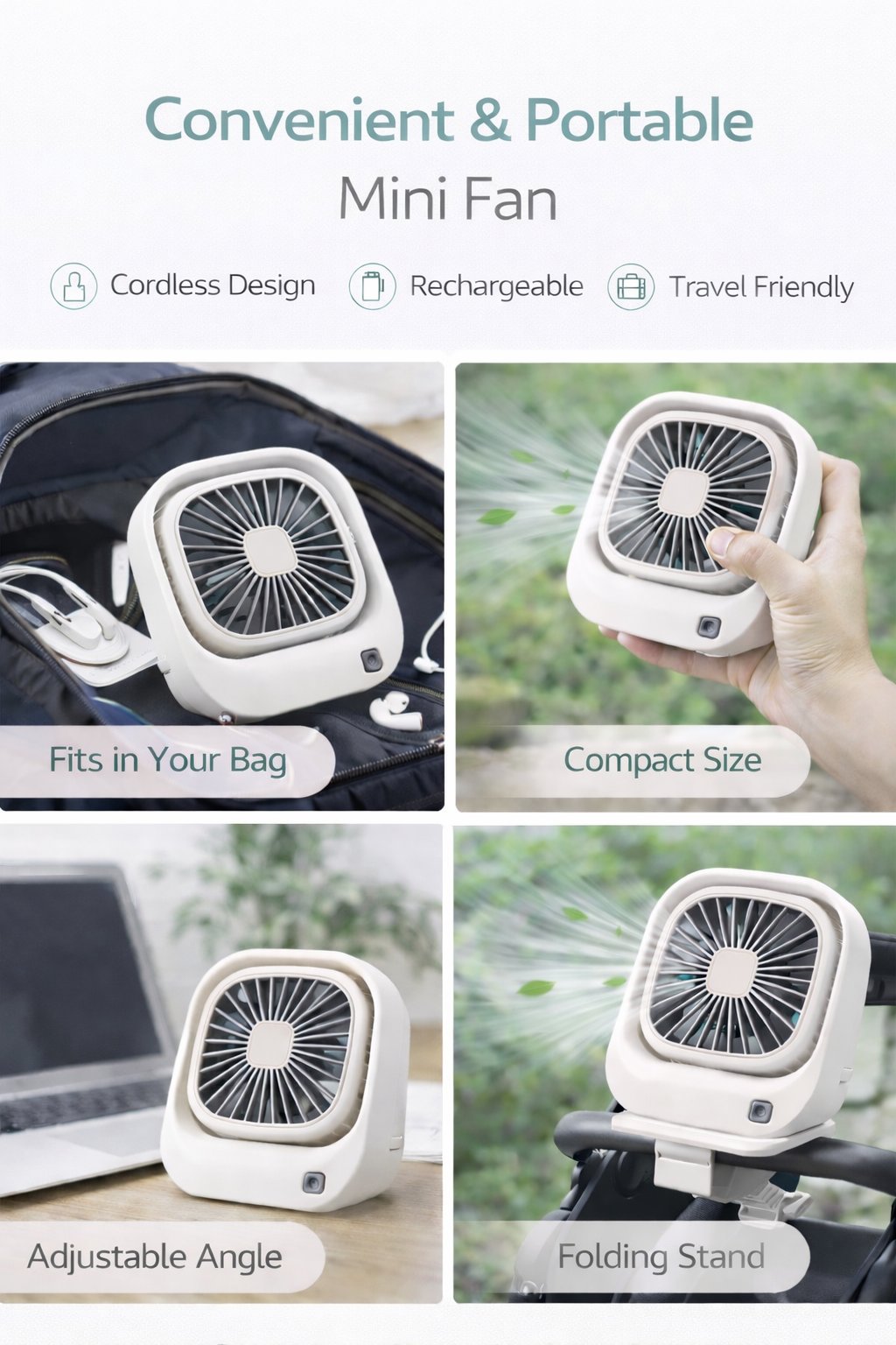 YK Desıgn ZB083 Masa Üstü Mini Fan – Sessiz Çalışma, Kompakt ve Taşınabilir Tasarım