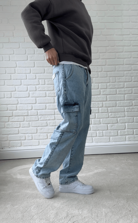 Açık Mavi Kargo Cepli Baggy / BGT01