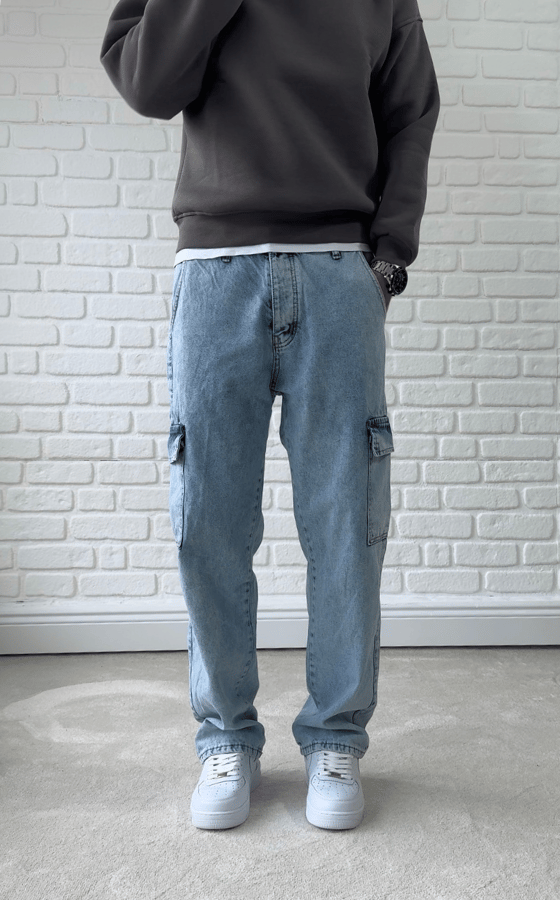 Açık Mavi Kargo Cepli Baggy / BGT01