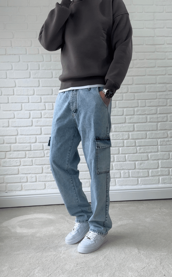 Açık Mavi Kargo Cepli Baggy / BGT01
