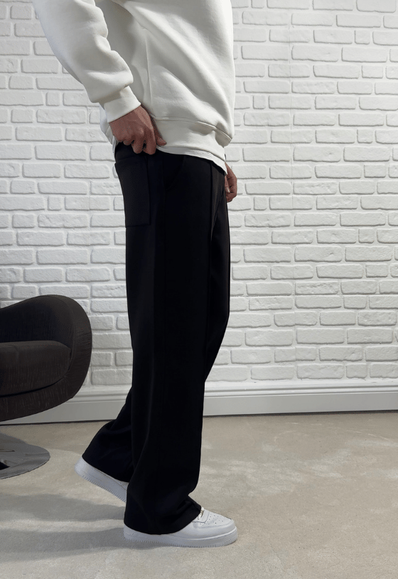 Baggy Kalıp Oysho Kumaş Biyeli Eşofman Altı- Siyah / OYS01