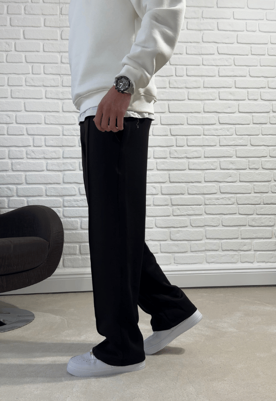 Baggy Kalıp Oysho Kumaş Biyeli Eşofman Altı- Siyah / OYS01