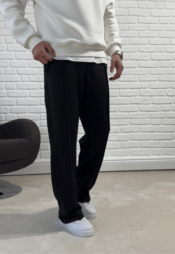 Baggy Kalıp Oysho Kumaş Biyeli Eşofman Altı- Siyah / OYS01