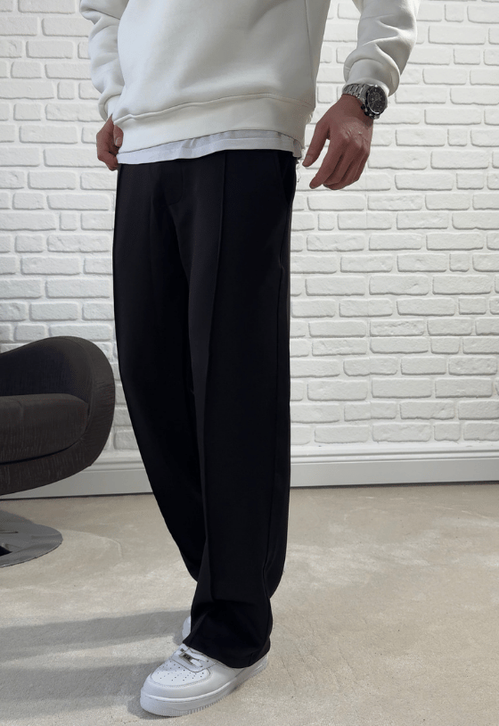 Baggy Kalıp Oysho Kumaş Biyeli Eşofman Altı- Siyah / OYS01
