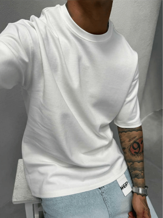 Oversize Basic T-Shirt / BEYAZ - BSC02