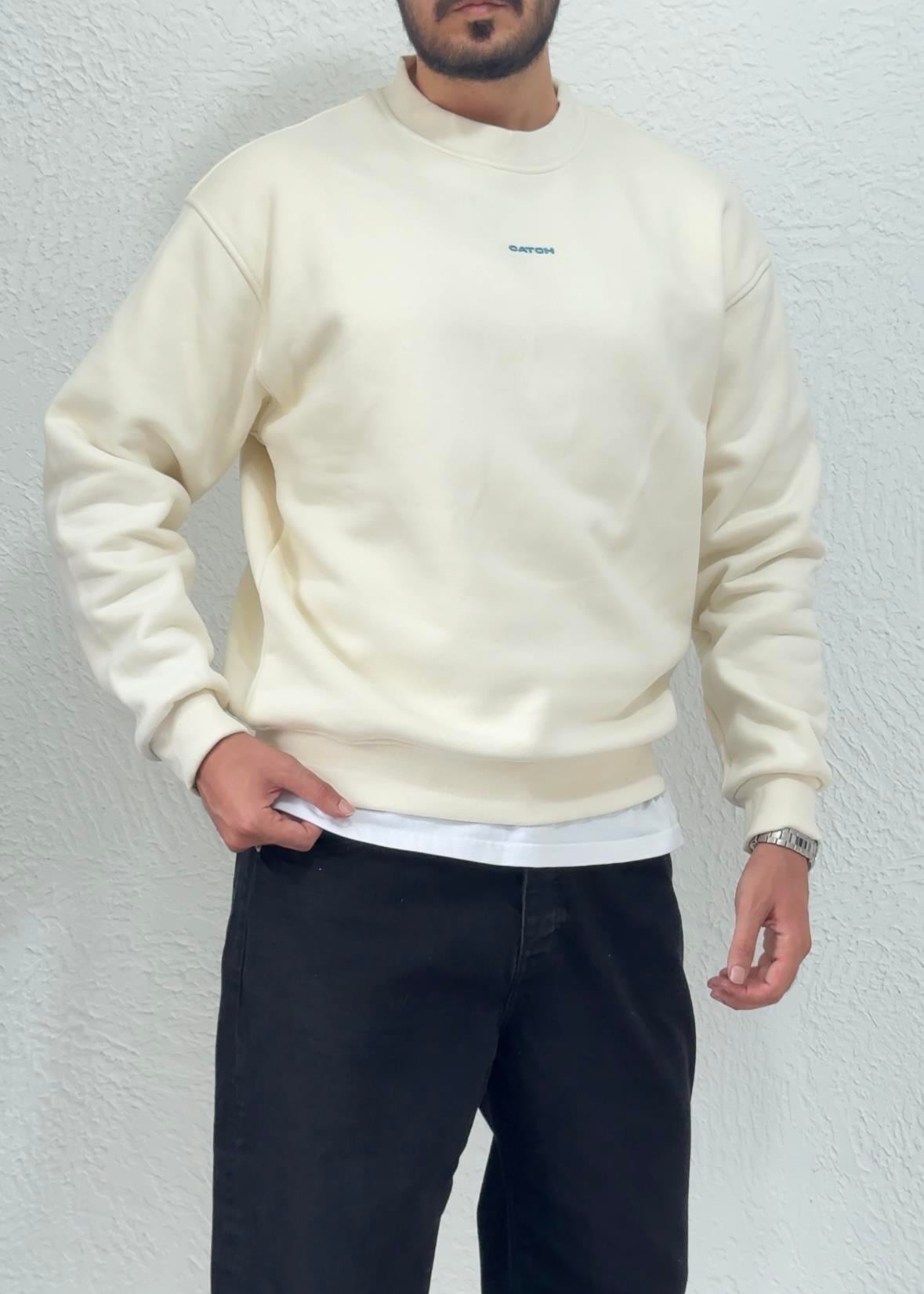 Oversize Kalıp Basic Sweatshirt / Bej - CTH02