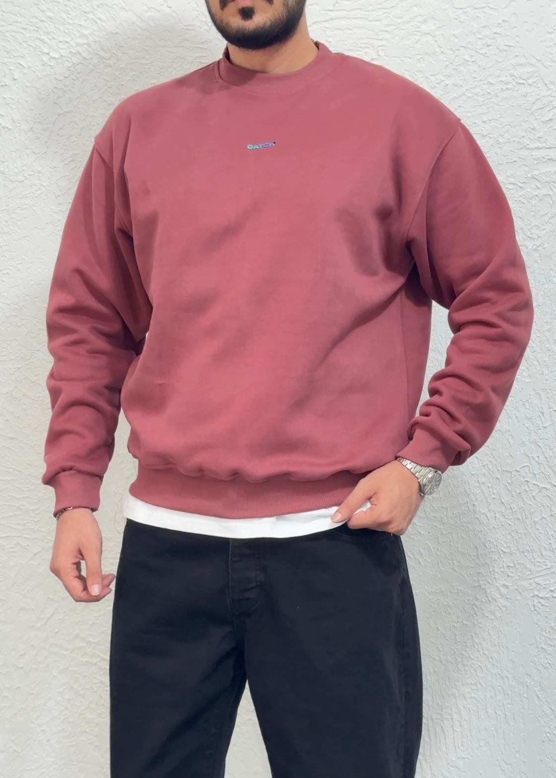 Oversize Kalıp Basic Sweatshirt / Gül Kurusu - CTH03