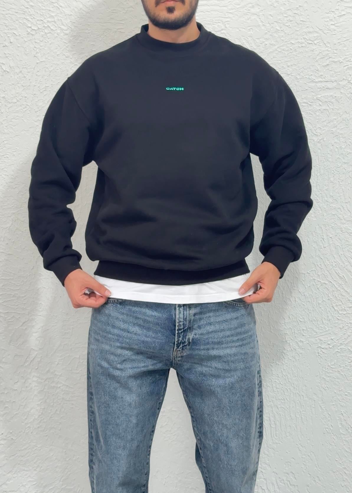 Oversize Kalıp Basic Sweatshirt / SİYAH - CTH01