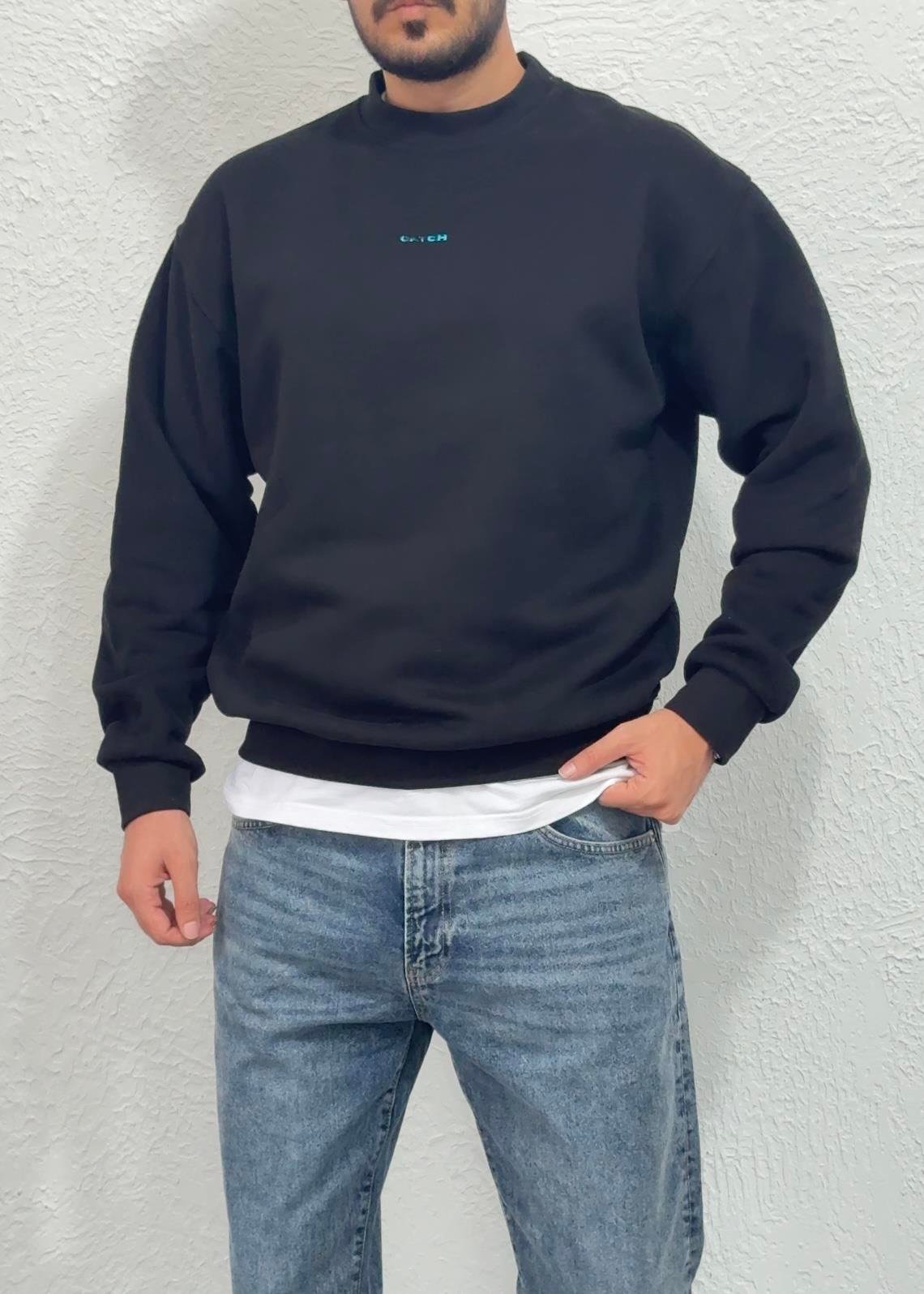 Oversize Kalıp Basic Sweatshirt / SİYAH - CTH01