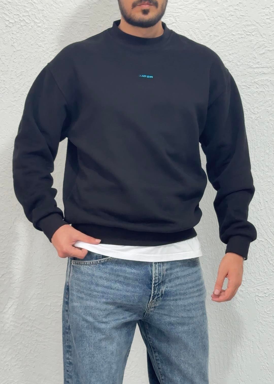 Oversize Kalıp Basic Sweatshirt / SİYAH - CTH01