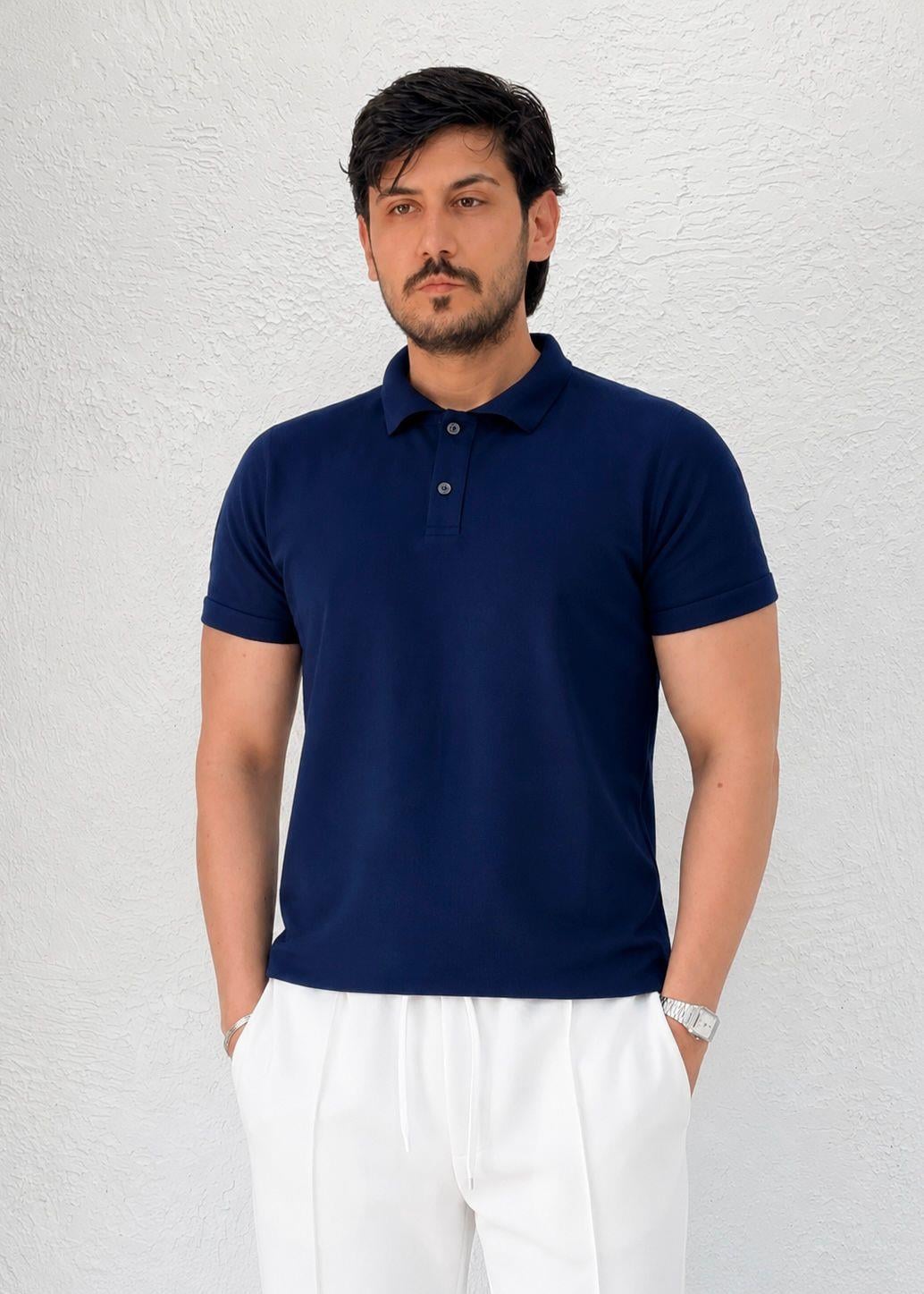 Özel kesim Kolları dar Oversize Polo Yaka T-shirt / Lacivert - PLY01