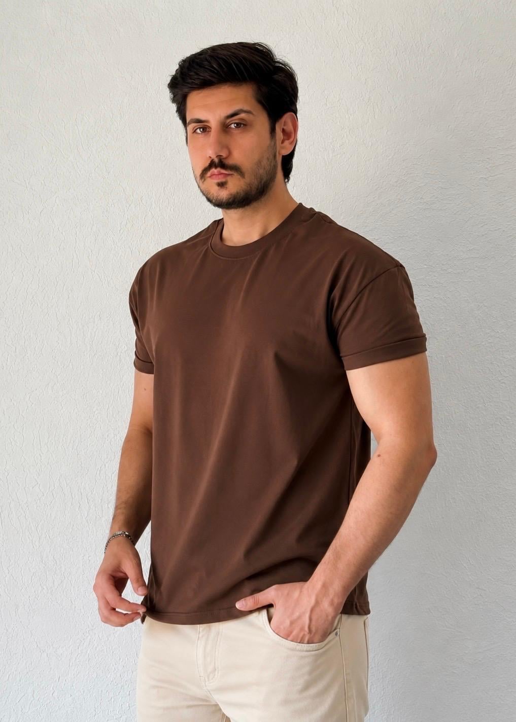 Özel kesim Kolları dar Oversize T-shirt / Acı Kahve - BSC03