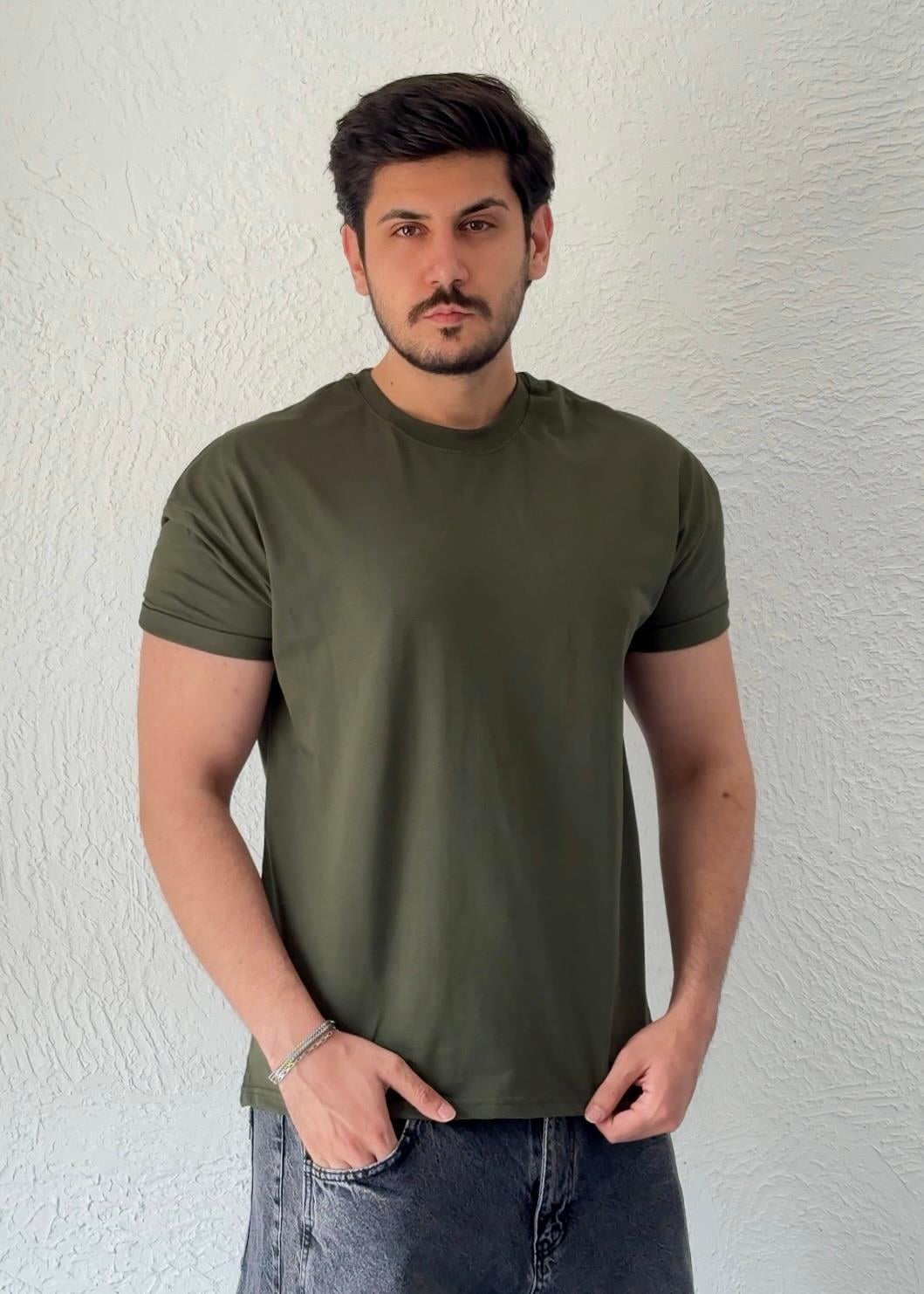 Özel kesim Kolları dar Oversize T-shirt / Haki - BSC03