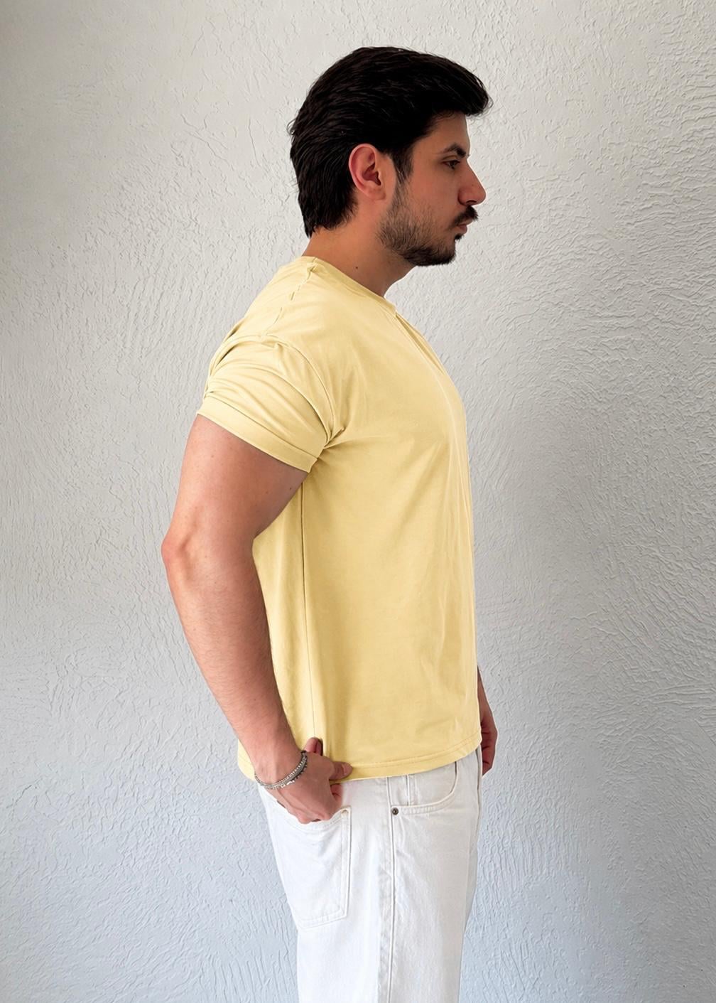 Özel kesim Kolları dar Oversize T-shirt / Sarı