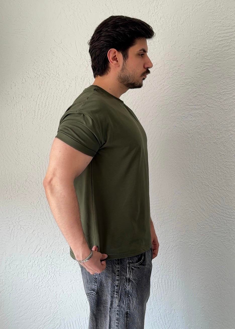 Özel kesim Kolları dar Oversize T-shirt / Haki - BSC03