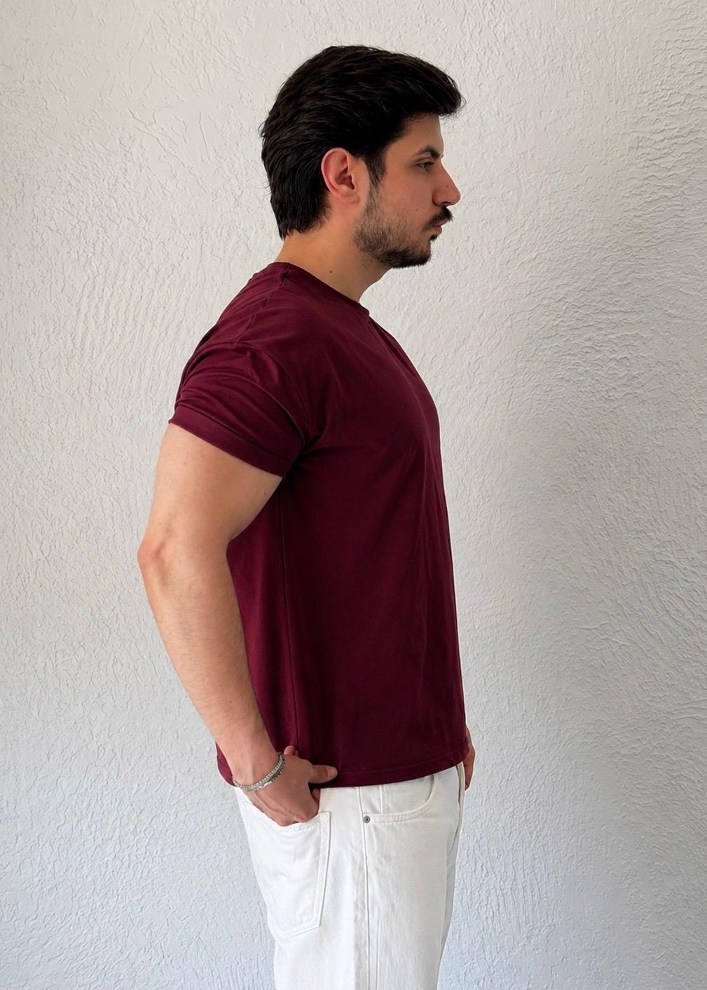 Özel kesim Kolları dar Oversize T-shirt / Bordo