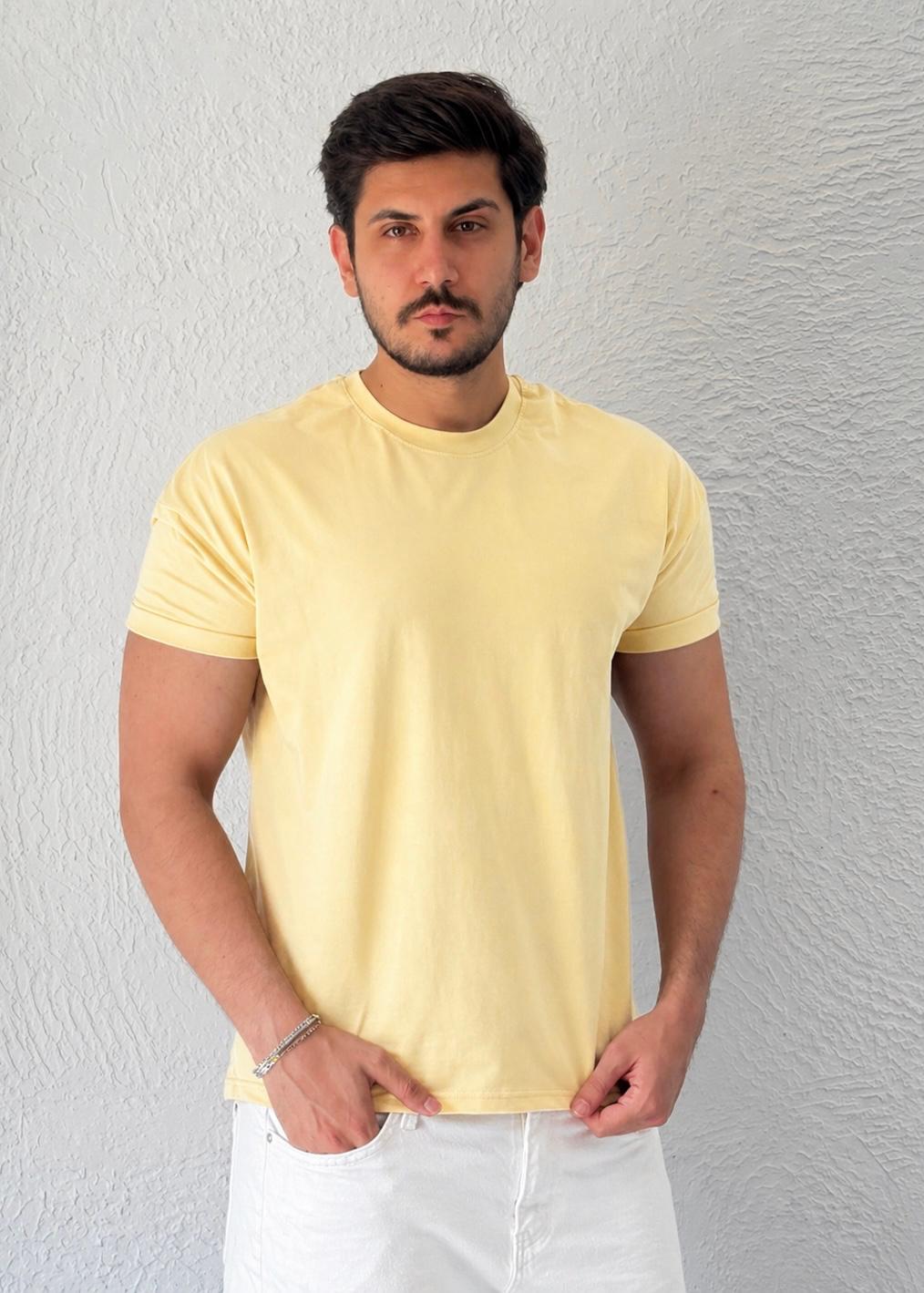 Özel kesim Kolları dar Oversize T-shirt / Sarı
