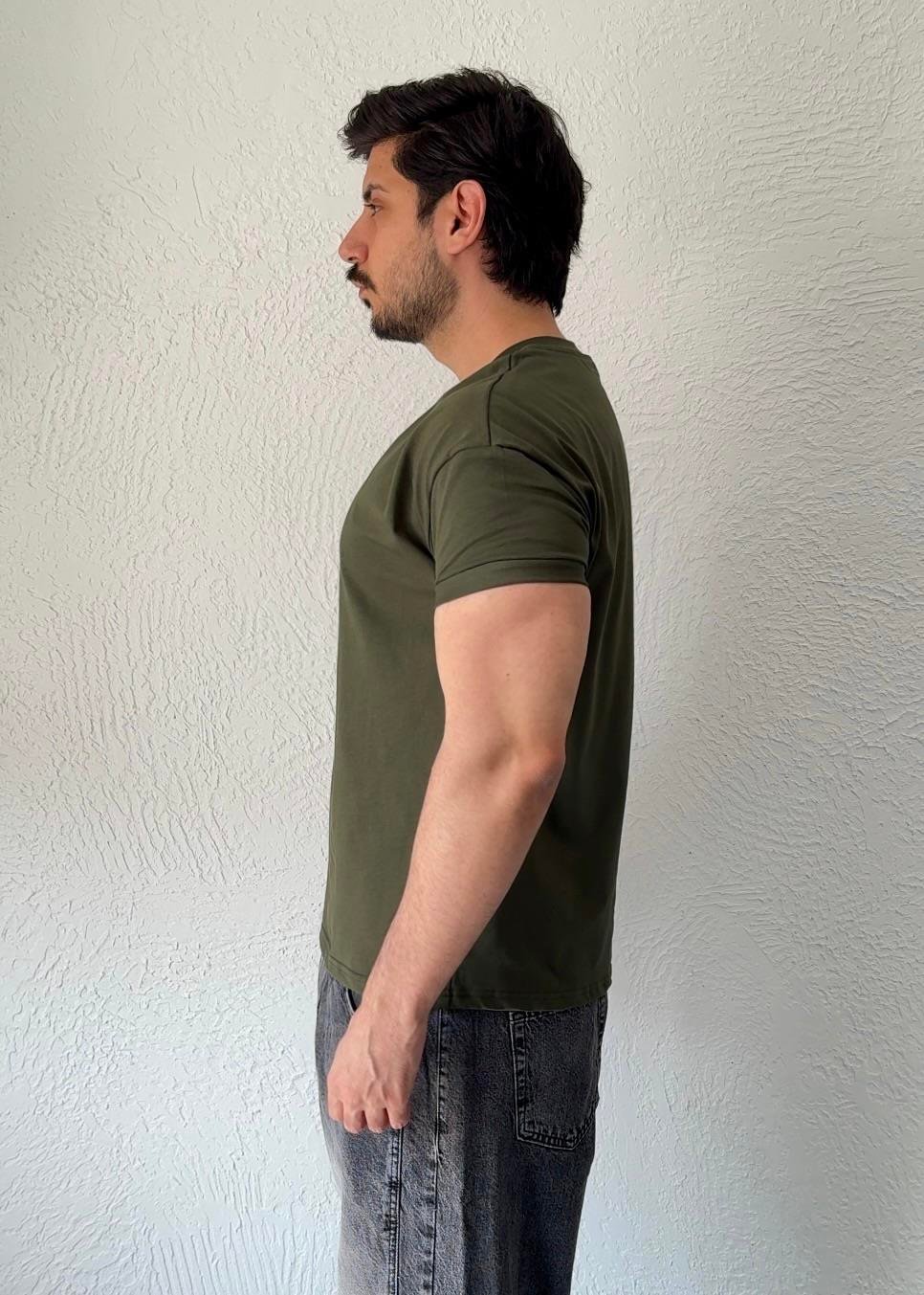 Özel kesim Kolları dar Oversize T-shirt / Haki - BSC03