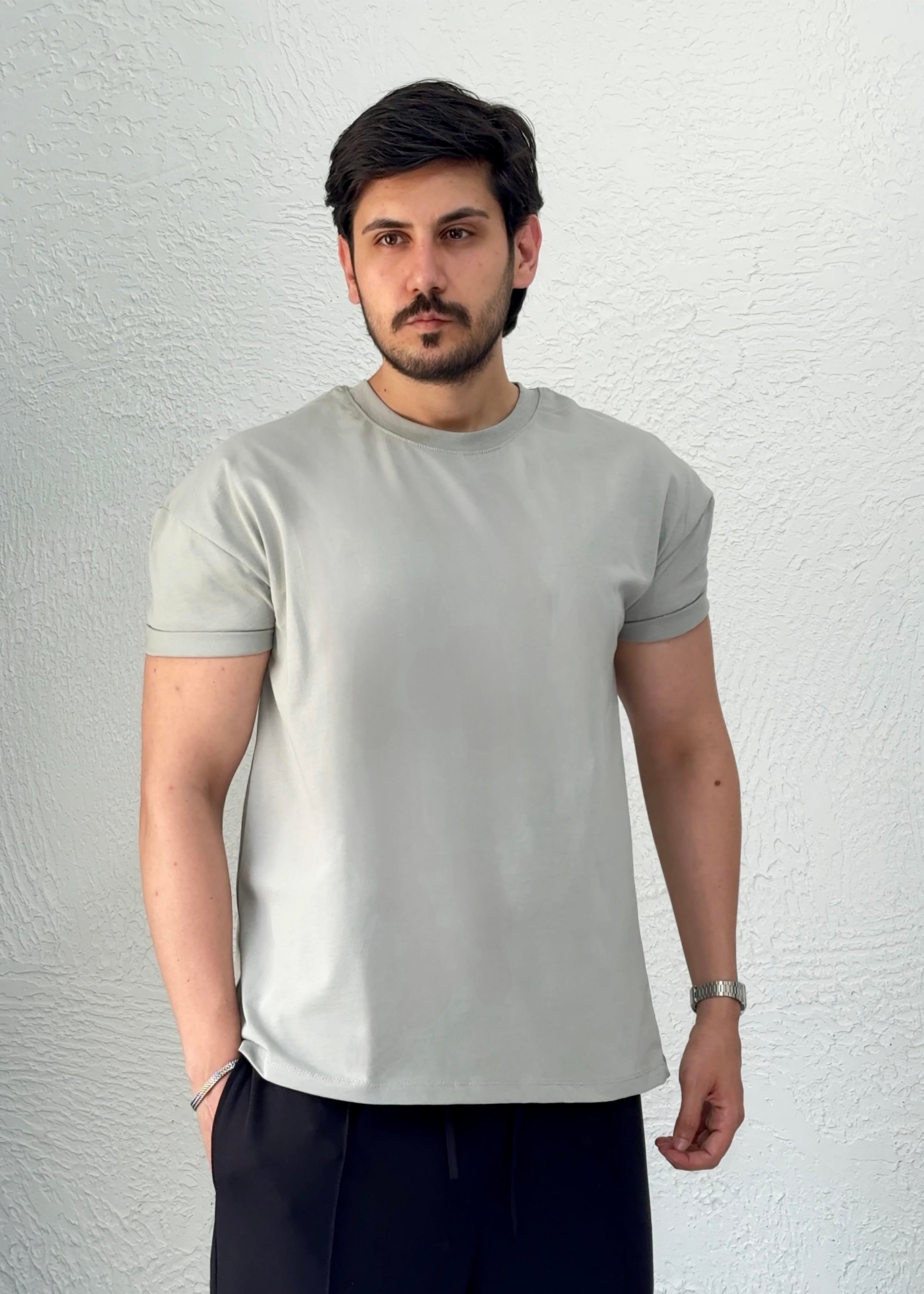 Özel kesim Kolları dar Oversize T-shirt / Gri - BSC03
