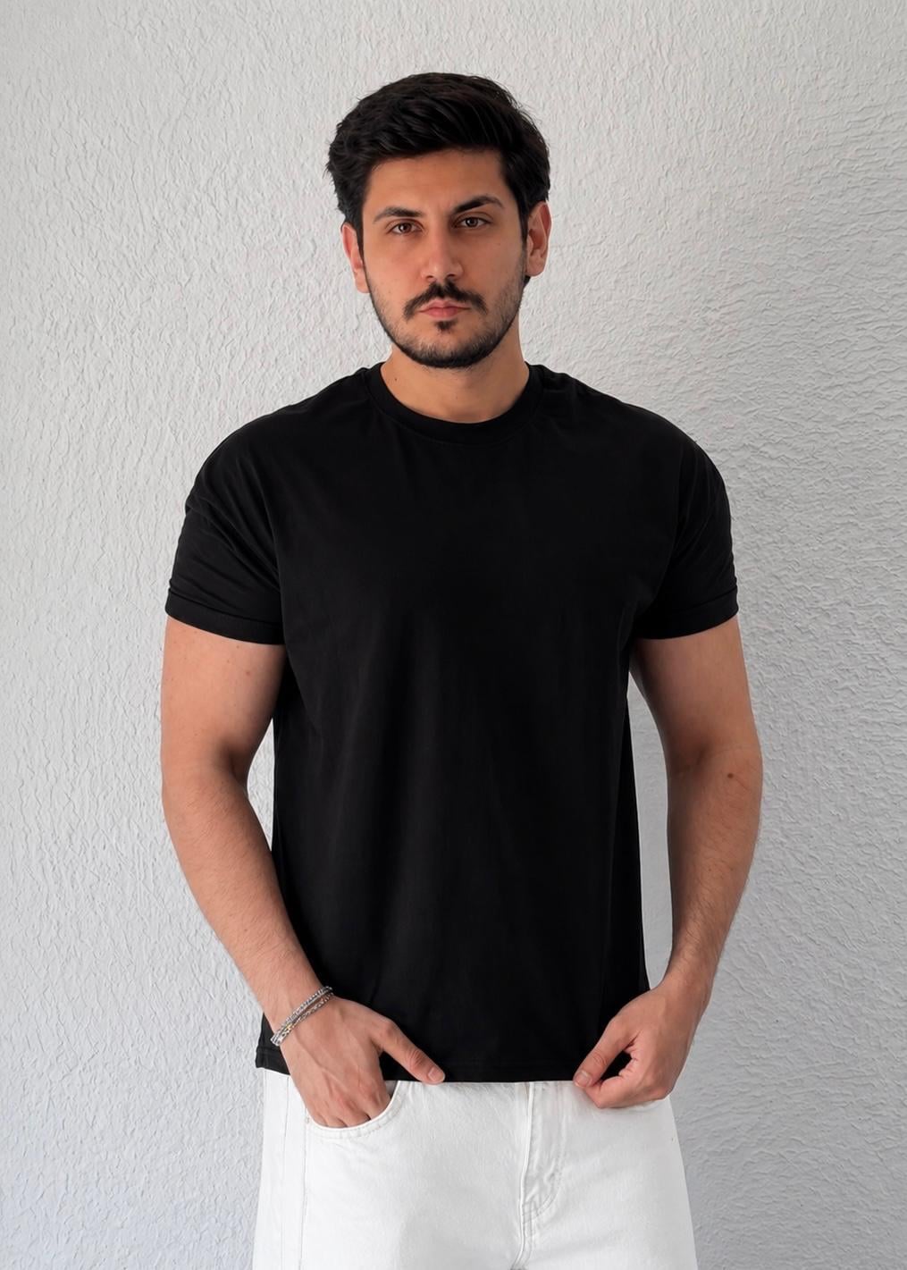 Özel Kesim Kolları Dar Oversize T-shirt / Siyah - BSC03