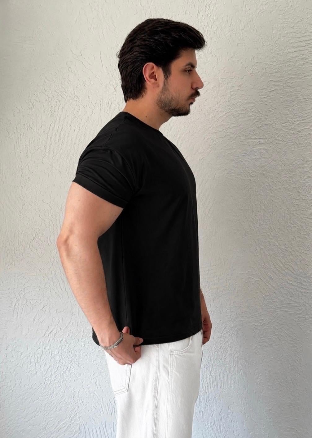 Özel Kesim Kolları Dar Oversize T-shirt / Siyah - BSC03