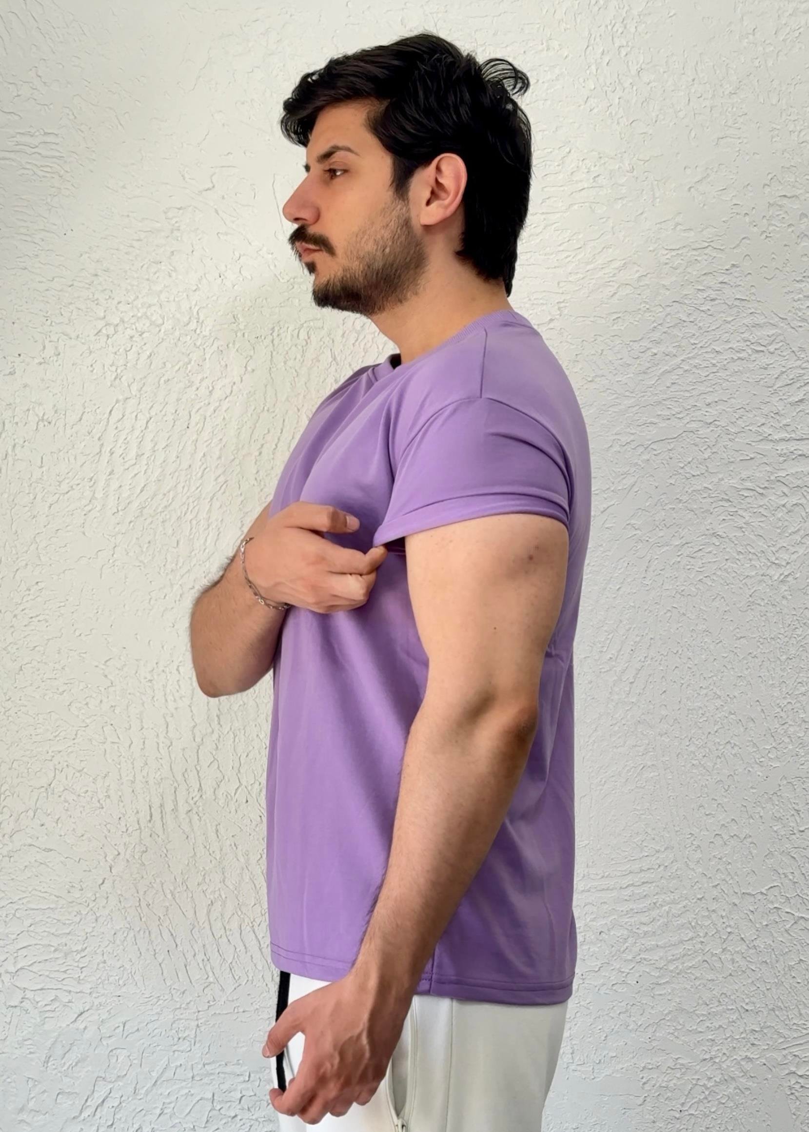 Özel kesim Kolları dar Oversize T-shirt / Lila - BSC03