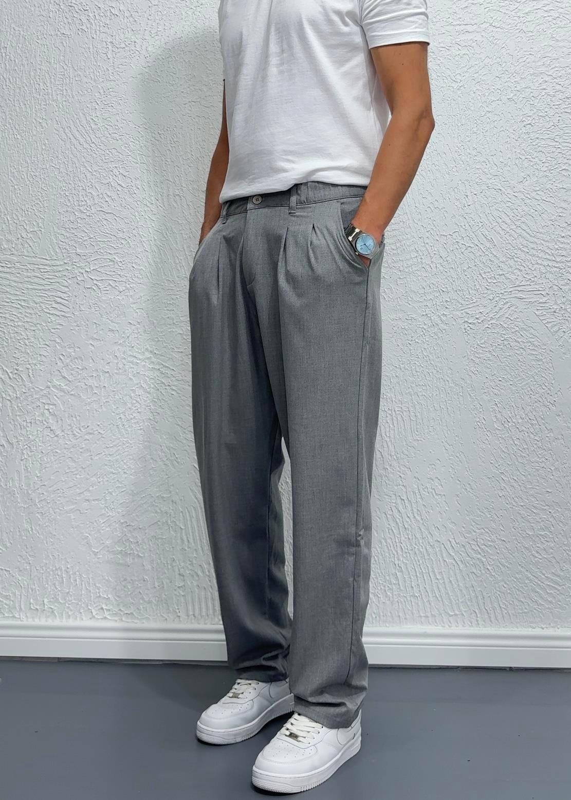 PİLELİ PANTOLON / GRİ - W03