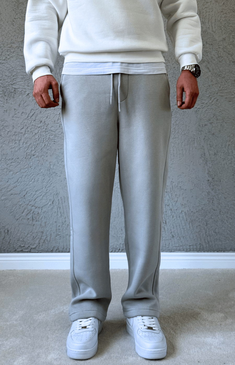Premium Kalite Baggy Kalıp Boru Paça Eşofman Altı / BGY01- GRİ