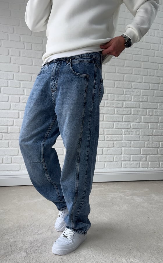 Premium Kalite Ekstra Baggy İtalyan Kesim Jean MAVİ/ BGT08