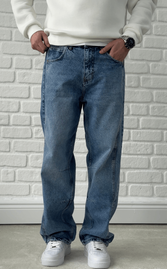 Premium Kalite Ekstra Baggy İtalyan Kesim Jean MAVİ/ BGT08