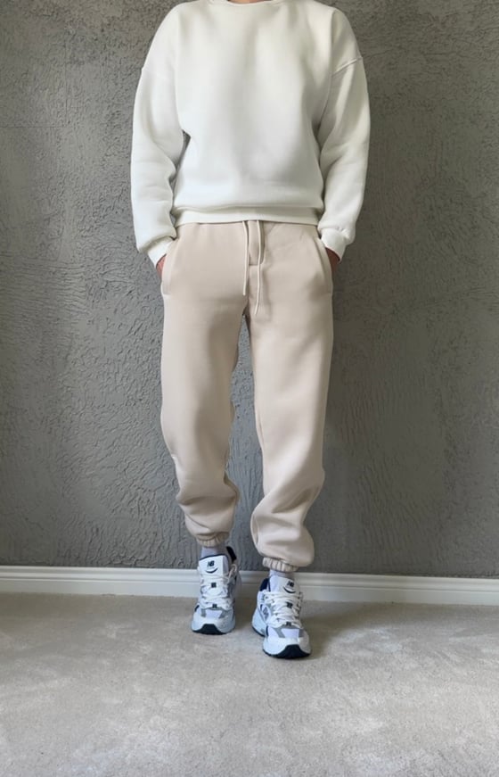 Premium Kalite Jogger Eşofman Altı - Krem / 2512J